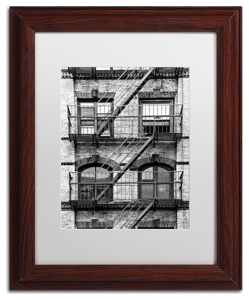 Philippe Hugonnard 'Fire Escape Manhattan', Wood Frame, White Mat, 14x11