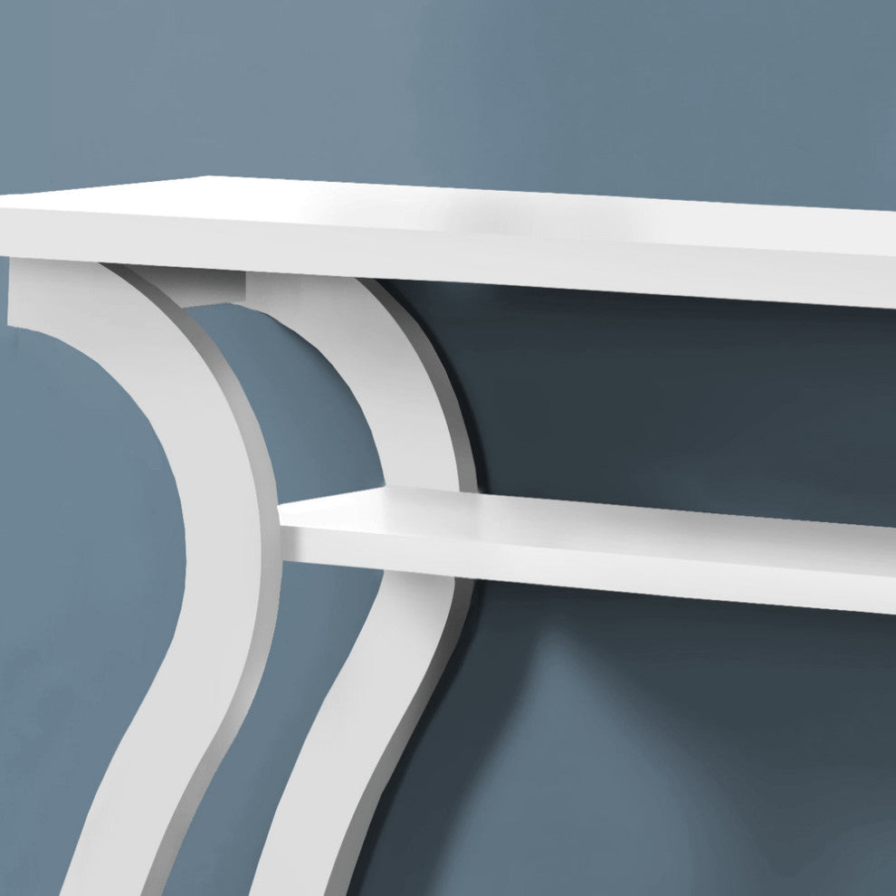 47" White Floor Shelf Console Table With Storage