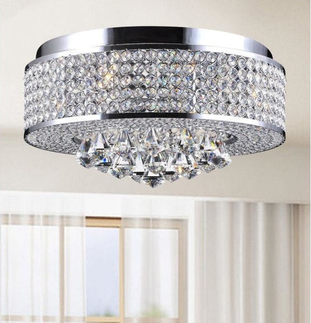 4-Light Round Chrome Flush Mount Chandelier