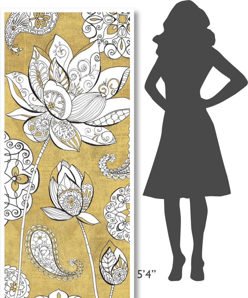 "Color my World Lotus III Gold" Print by Daphne Brissonnet, 32"x77"