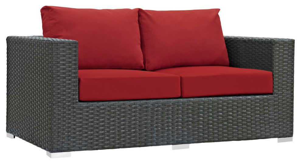 Canvas Red Sojourn Outdoor Patio Sunbrella Loveseat