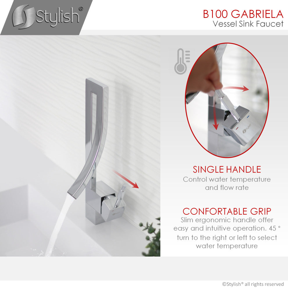 STYLISH Single Handle Vessel Sink Bathroom Faucet, Polished Chrome