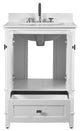25" Single Vanity, White With Engineered Stone Top