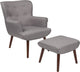 Bayton Upholstered Wingback Chair With Ottoman In Light Gray Fabric