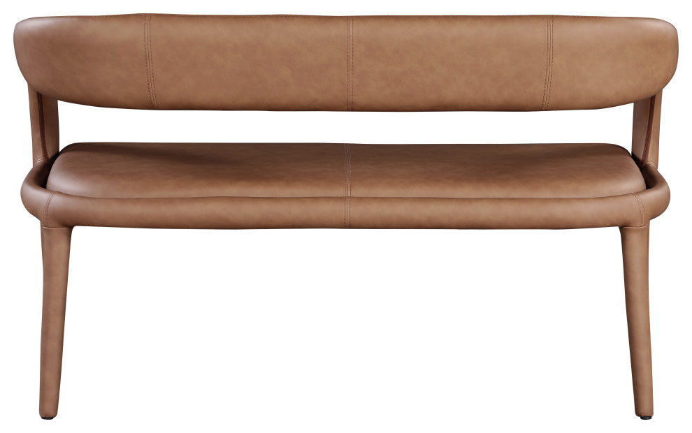 Sylvester Faux Leather Bench, Brown