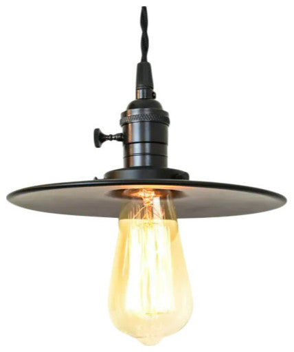 Urban Industrial 10" Wide Pendant Lighting, Black Twisted Wire