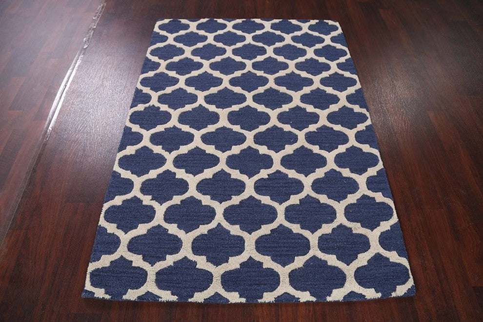 Hand-tufted Trellis Indian Oriental Wool Area Rug, 4x6'