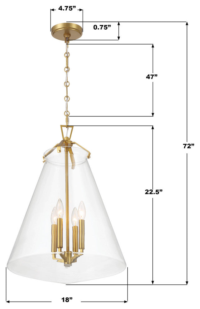 Crystorama Lighting Group VSS-7018 Voss 4 Light 18"W Taper Candle - Polished