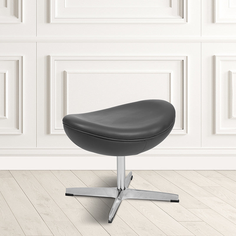 Gray LeatherSoft Saddle Wing Ottoman