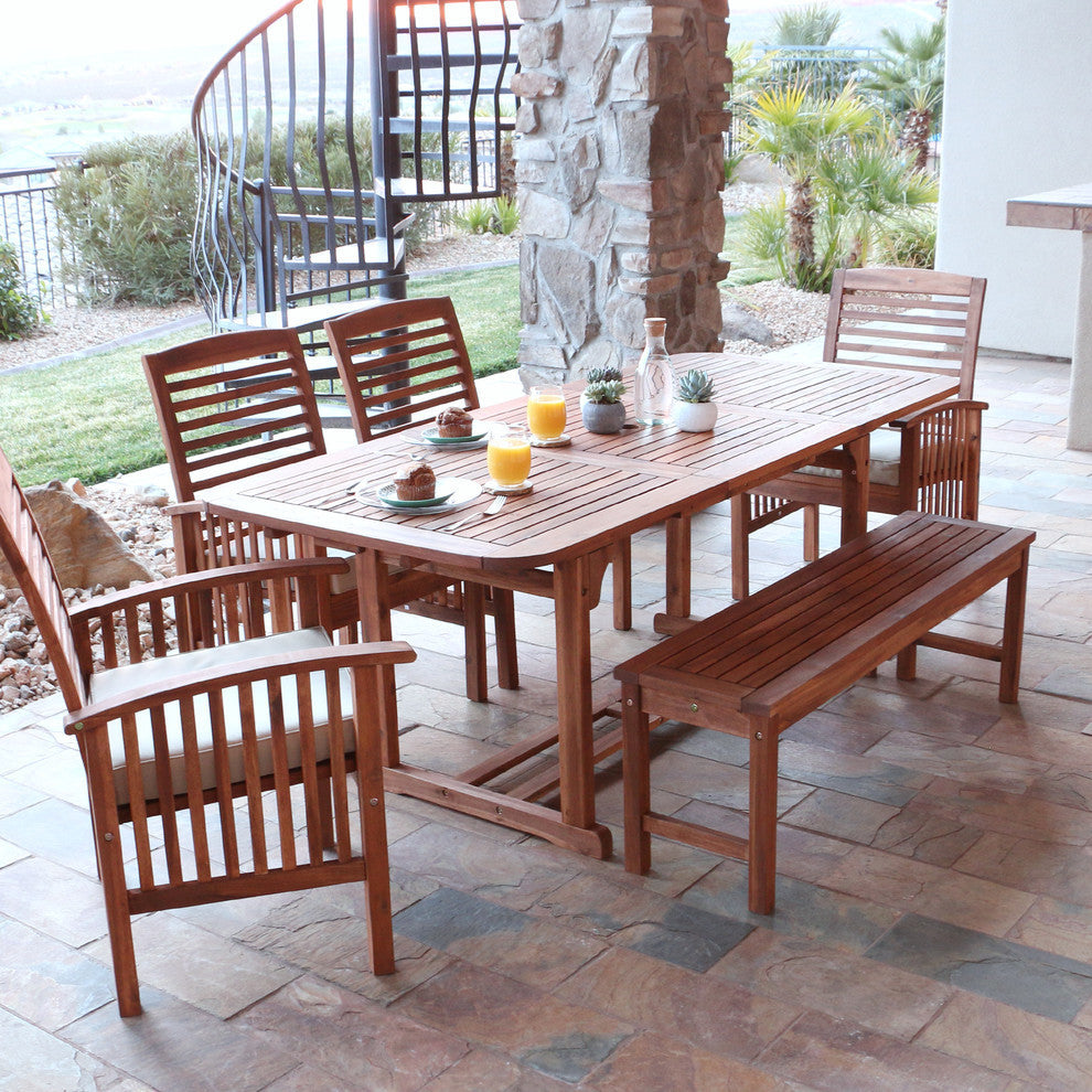 Acacia Wood Patio Bench, Brown