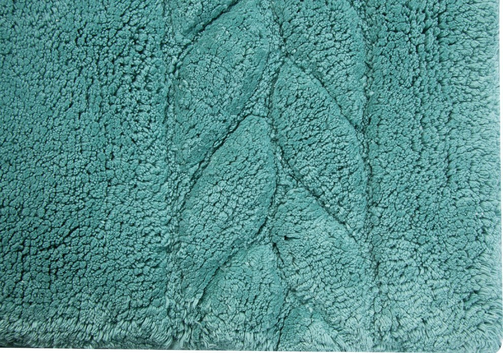 Bath Rug Cotton, 2 Piece Set, 34"x21" and 36"x24", Arctic Blue, Pattern Cable