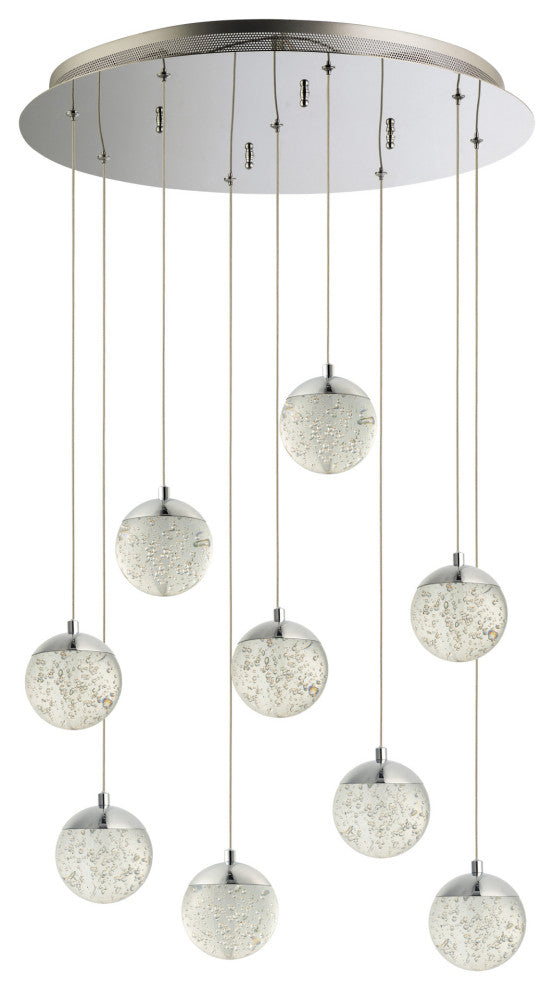 ET2 E24269 Orb II 22"W LED 9 Light Pendant - Polished Chrome