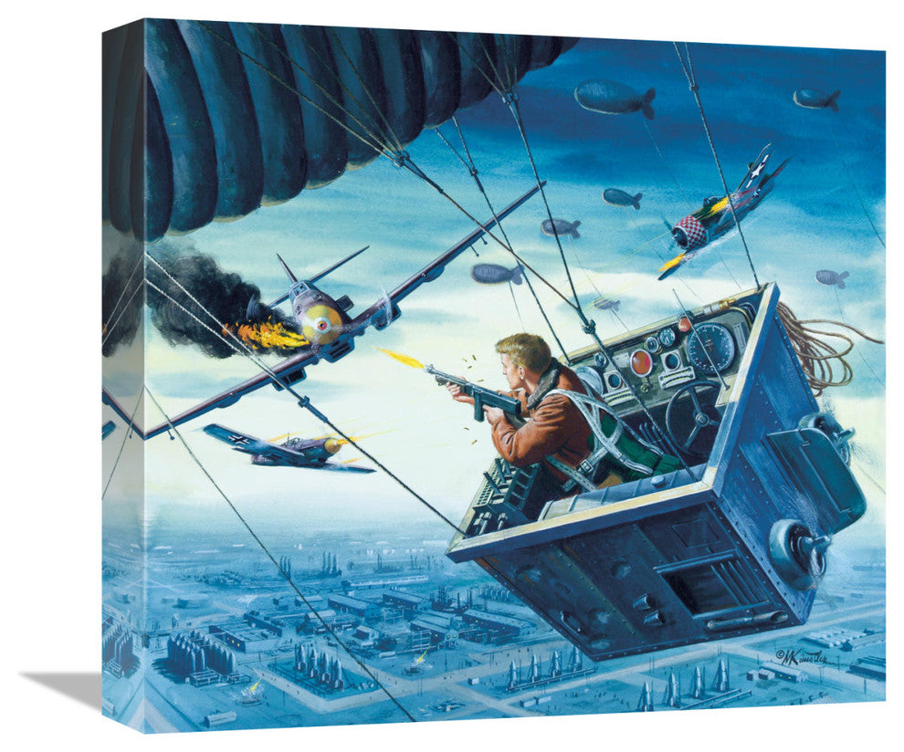 "The Commando's Strange Attack Balloon" Canvas Giclee by Mort Kunstler, 16"x15"