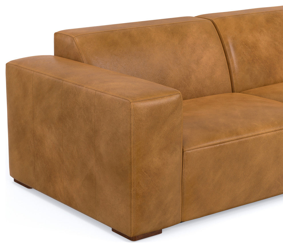 Rex Right Corner Sectional Modular Sofa with Ottoman in Genuine Leather