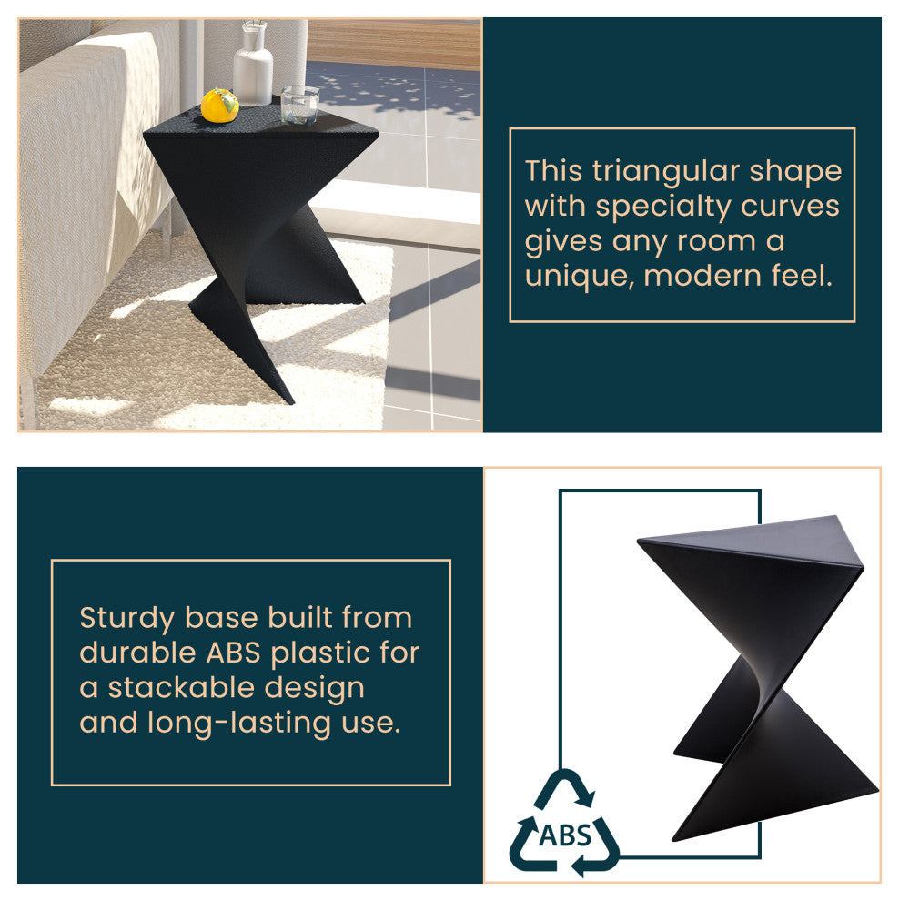 Leisuremod Randolph Modern Triangle Accent Side End Table, Black, Singles