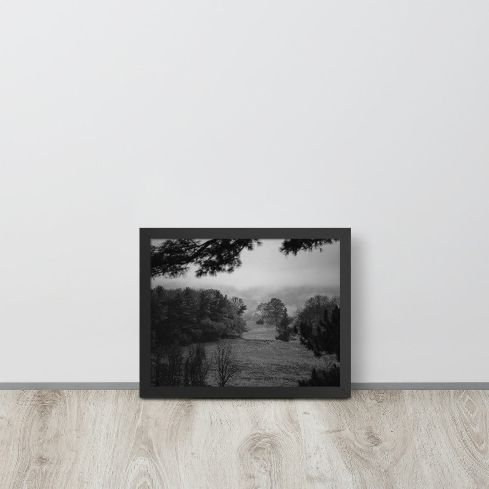 Mist of Valley Forge in Black and White Framed Photo Paper Wall Art Prints, Black, 11" X 14"