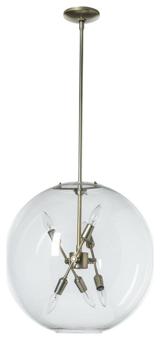 Sfera 6-Light Pendant, Modern Brass Finish, Clear Glass