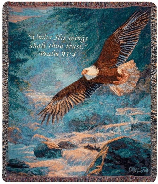 American Majesty 50 X 60 Eagle Tapestry Throw Blanket W/ Psalm 91:4 Verse