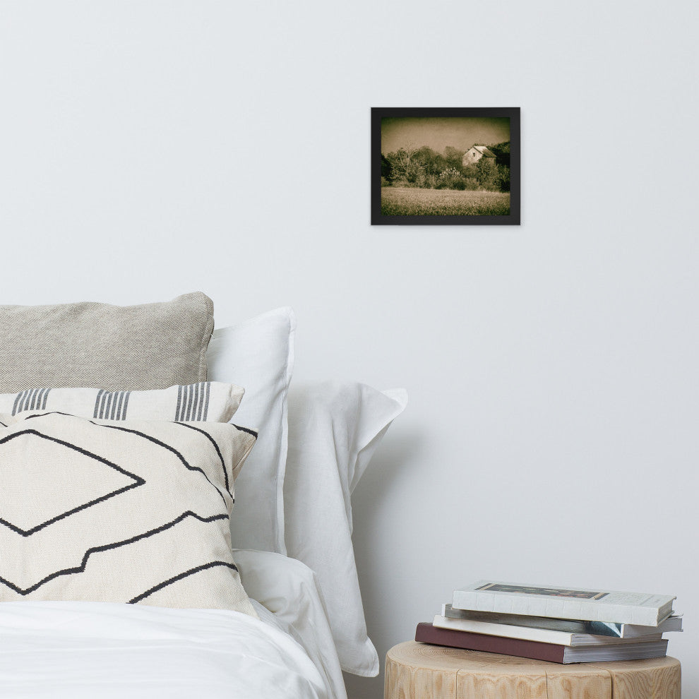 Abandoned Barn In The Trees Vintage Framed Photo Paper Wall Art Prints, Black, 8" X 10"
