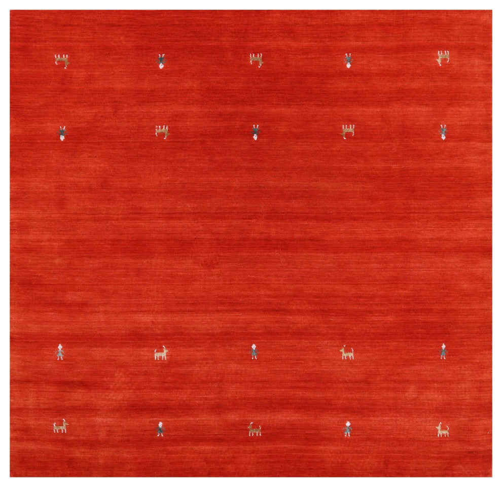 6' Square Persian Gabbeh Hand Knotted Wool Rug - Q15099