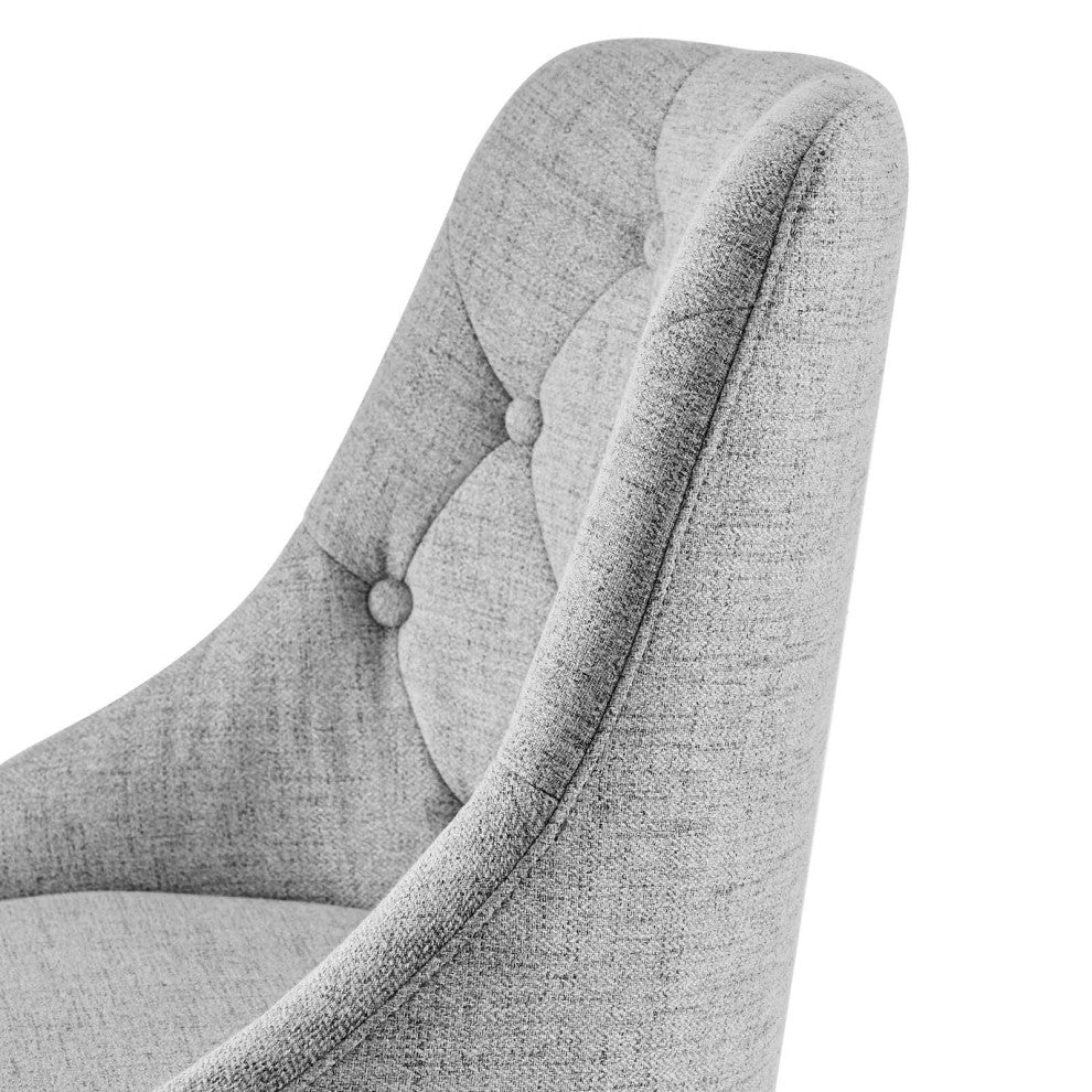 Computer Desk Swivel Tufted Chair, Fabric, Black Gray, Modern, Home Office