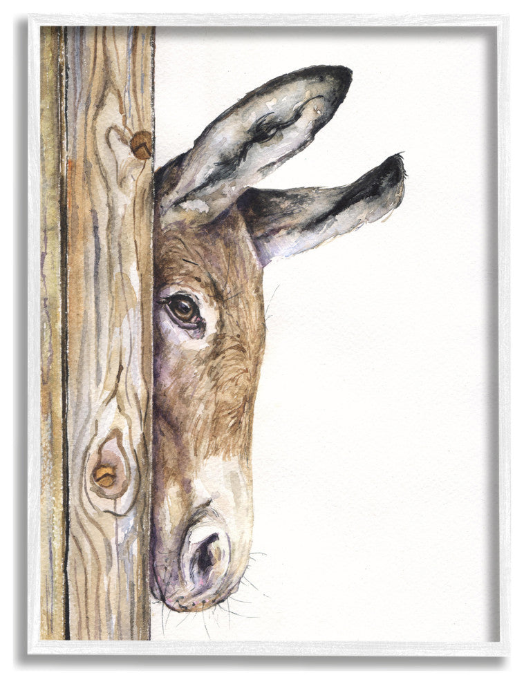 Cute Baby Donkey Animal Brown Watercolor Painting, 24 x 30