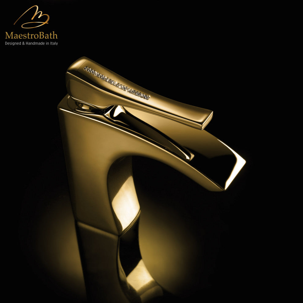 Skip Diamond Luxury Faucet with Swarovski Crystals, Polished Gold