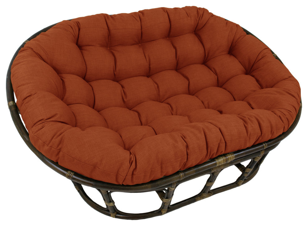 65"X48" Solid Outdoor Spun Polyester Double Papasan Cushion, Cinnamon