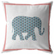 18 Blue Pink Elephant Boho Suede Throw Pillow