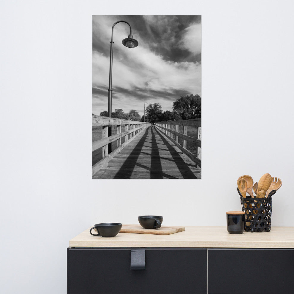 Follow the Lines Black & White Landscape Photo Unframed Wall Art Print, 24" X 36"
