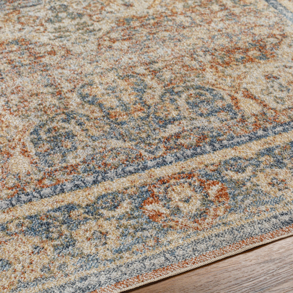 Lillian LLL-2304 Orange/Blue Machine Woven 6'7" x 9' Rug