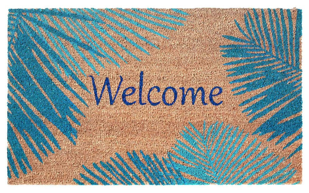 Natura Palm Border Outdoor Mat Blue 2'x3'