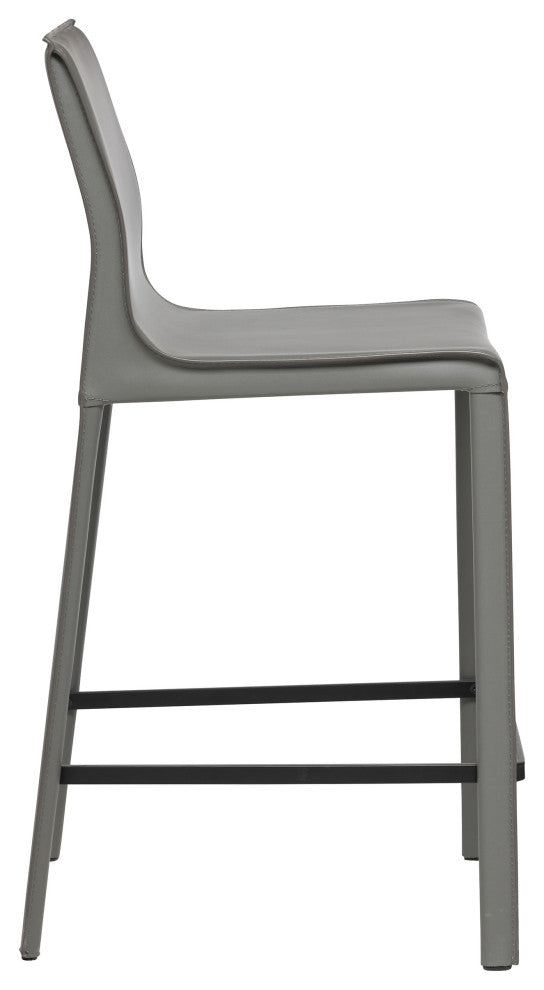 Elite Living Stan Leather 26" Counter Height Bar Stool, Grey