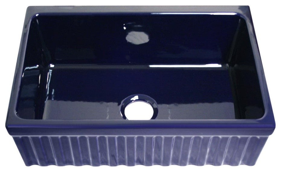 Quatro Alcove Reversible Fireclay Sink, Sapphire Blue