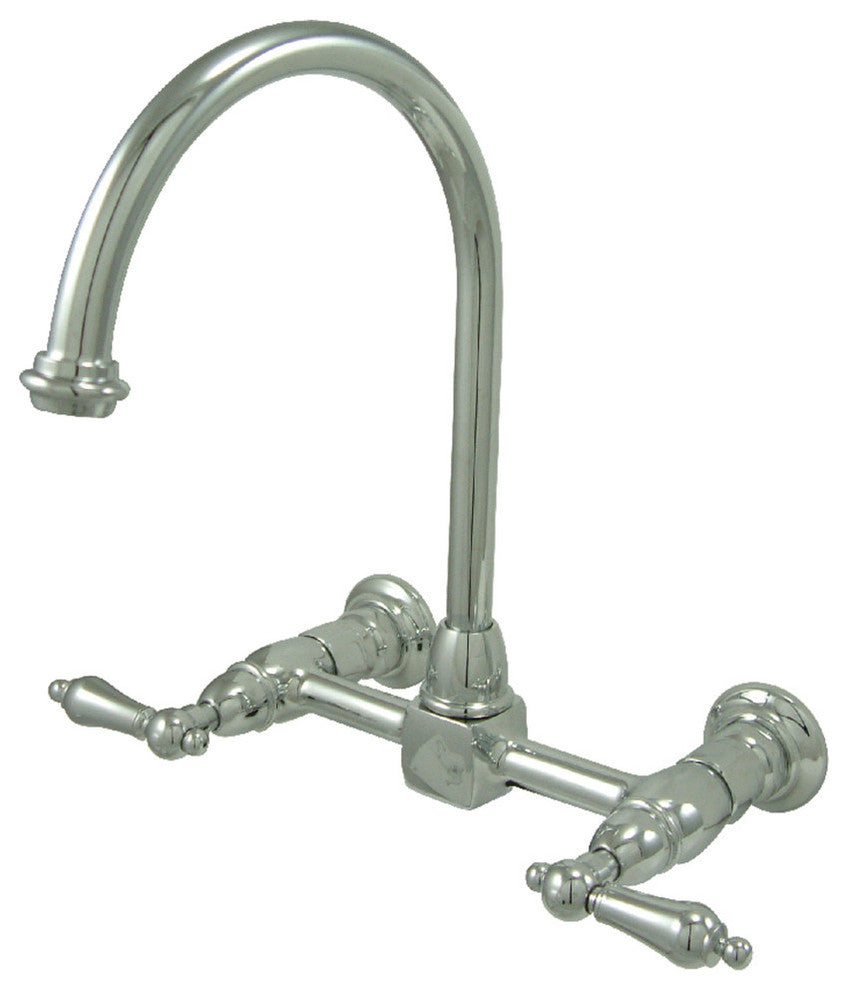 Kingston Brass Wall Mount Bridge Kitchen Faucet, Polished Chrome