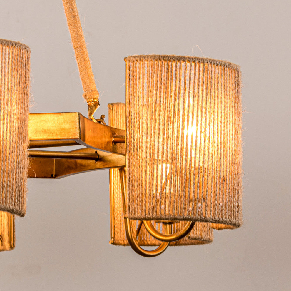 28.74 in. 6-Light Farmhouse Chandelier with Rope Sole shade