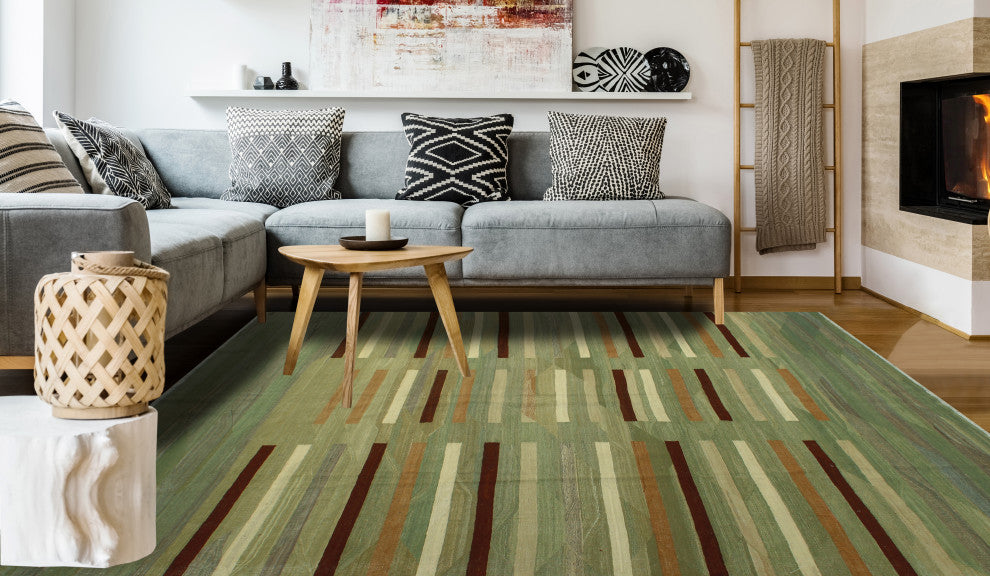 Winchester Kilim Aethelst Green Rug
