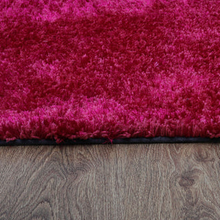 HAND TUFTED SHAG POLYESTER ECO-FRIENDLY AREA RUGS, Dark Pink Color, Solid Design