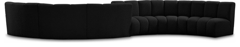 Infinity Boucle Fabric Upholstered 6-Piece S-Shaped Modular Sectional, Black