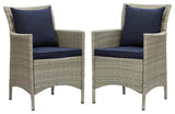 Conduit Outdoor Patio Wicker Rattan Dining Armchair Set of 2