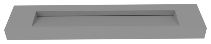 CastelloUSA Pyramid Solid Surface Wall Mounted Ramp Basin Sink, Gray, 84", No Faucet Hole