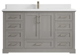 Boston 60 Single Bathroom Vanity in Elephant Skin Gray 1.5" White Quartz