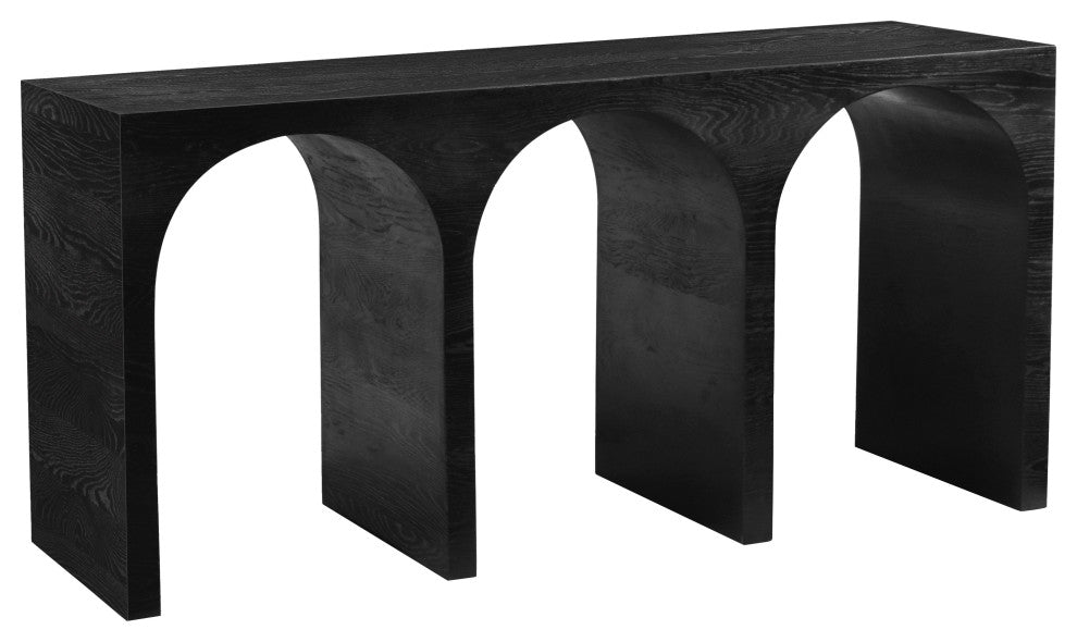 June Black Oak Console Table, Black, 60" W X 18" D X 30" H