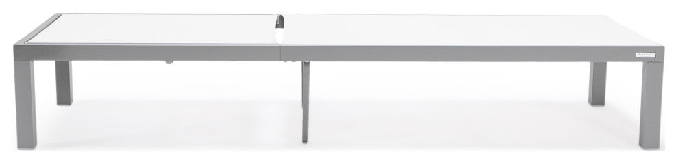 LeisureMod Marlin Patio Chaise Lounge Chair With Gray Frame, White