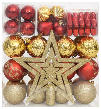 vidaXL Christmas Bauble Set 70 Piece Christmas Ball for Xmas Tree Gold and Red