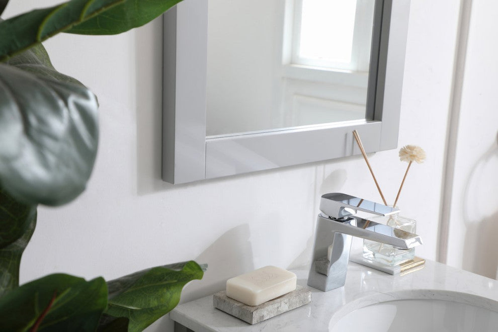 18" Contemporary Grey-Light Vanity Mirror