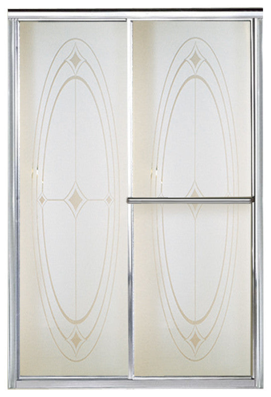 Sterling Deluxe Sliding Shower Door, Silver with Ellipse Glass Pattern