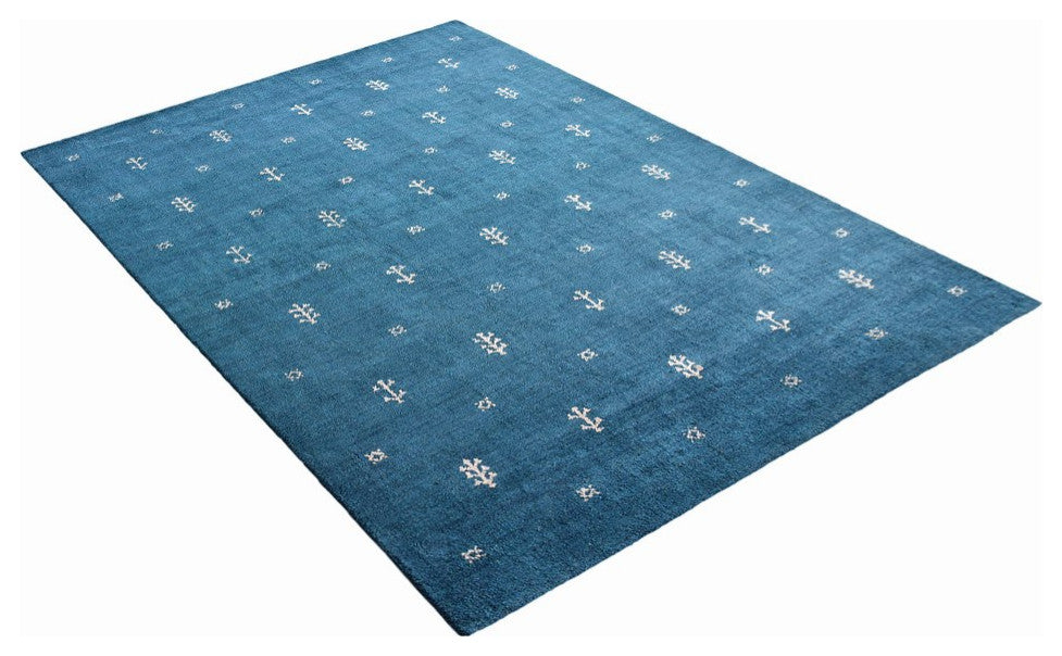 HAND KNOTTED LOOM SILK ECO-FRIENDLY RUGS-6'x9',Rectangle,Blue White,Contemporary