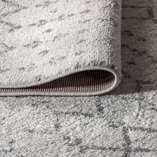 Moroccan HYPE Boho Vintage Diamond Runner Rug, Cream/Gray, 5' Square