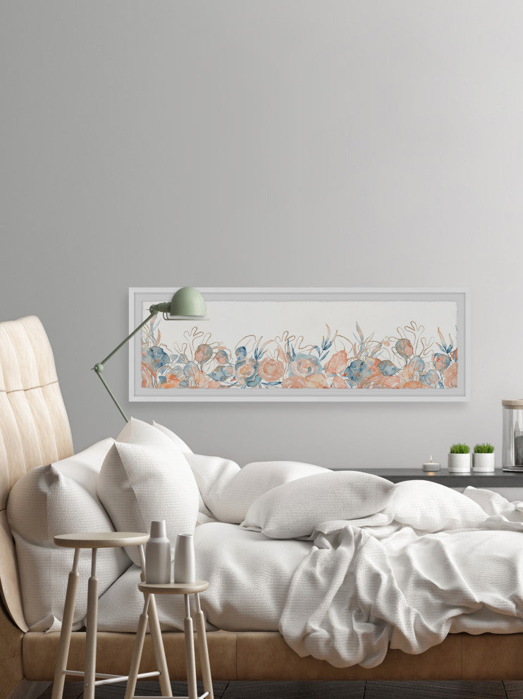 "Flowering Bushes" Framed Painting Print, 45x15